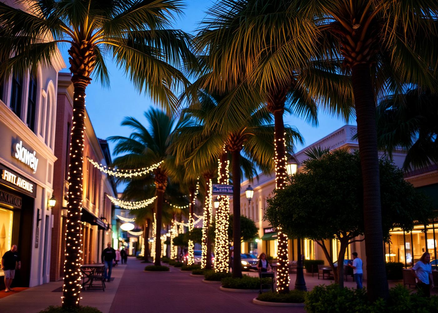 Fifth Avenue South Naples at dusk